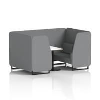Brixworth 4 Seater Booth With Black Legs And White Table With Black Leg In Synergy Fabric - Partner Panels And Sofa