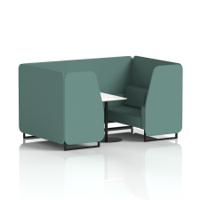 Brixworth 4 Seater Booth With Black Legs And White Table With Black Leg In Sumi Fabric - Handa Panels And Sofa