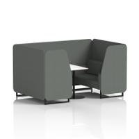Brixworth 4 Seater Booth With Black Legs And White Table With Black Leg In Sumi Fabric - Kobe Panels And Sofa