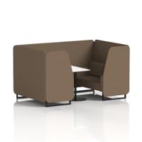 Brixworth 4 Seater Booth With Black Legs And White Table With Black Leg In Sumi Fabric - Osaka Panels And Sofa