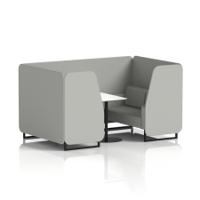 Brixworth 4 Seater Booth With Black Legs And White Table With Black Leg In Sumi Fabric - Tokyo Panels And Sofa