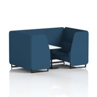 Brixworth 4 Seater Booth With Black Legs And White Table With Black Leg In Sumi Fabric - Uto Panels And Sofa