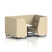 Brixworth 4 Seater Booth With Black Legs And White Table With Black Leg In Sumi Fabric - Zen Panels And Sofa