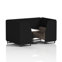 Brixworth 4 Seater Booth With Black Legs And White Table With Black Leg In X2 Fabric - Diameter Panels And Theory Sofa