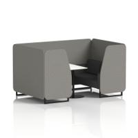 Brixworth 4 Seater Booth With Black Legs And White Table With Black Leg In X2 Fabric - Number Panels And Arithmetic Sofa