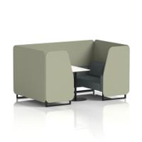 Brixworth 4 Seater Booth With Black Legs And White Table With Black Leg In Main Line Flax Fabric - Newbury Panels And Westminster Sofa