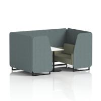 Brixworth 4 Seater Booth With Black Legs And White Table With Black Leg In Main Line Flax Fabric - Westminster Panels And Newbury Sofa