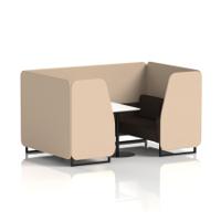 Brixworth 4 Seater Booth With Black Legs And White Table With Black Leg In Synergy Fabric - Affix Panels And Wed Sofa