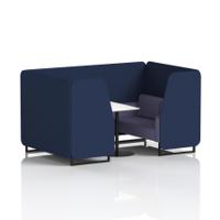 Brixworth 4 Seater Booth With Black Legs And White Table With Black Leg In Synergy Fabric - Alike Panels And Order Sofa