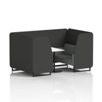 Brixworth 4 Seater Booth With Black Legs And White Table With Black Leg In Synergy Fabric - Mix Panels And Partner Sofa