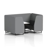 Brixworth 4 Seater Booth With Black Legs And White Table With Black Leg In Synergy Fabric - Partner Panels And Mix Sofa
