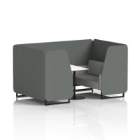 Brixworth 4 Seater Booth With Black Legs And White Table With Black Leg In Sumi Fabric - Kobe Panels And Tokyo Sofa