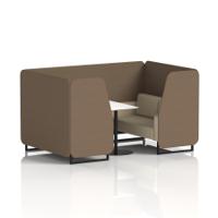 Brixworth 4 Seater Booth With Black Legs And White Table With Black Leg In Sumi Fabric - Osaka Panels And Zen Sofa