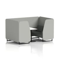 Brixworth 4 Seater Booth With Black Legs And White Table With Black Leg In Sumi Fabric - Tokyo Panels And Kobe Sofa