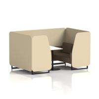 Brixworth 4 Seater Booth With Black Legs And White Table With Black Leg In Sumi Fabric - Zen Panels And Osaka Sofa