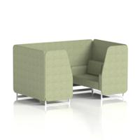 Brixworth 4 Seater Booth With White Legs In Rivet Fabric - Burnish Panels And Sofa