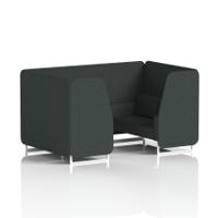 Brixworth 4 Seater Booth With White Legs In Rivet Fabric - Charcoal Panels And Sofa