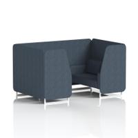 Brixworth 4 Seater Booth With White Legs In Rivet Fabric - Crucible Panels And Sofa