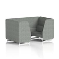 Brixworth 4 Seater Booth With White Legs In Rivet Fabric - Prime Panels And Sofa