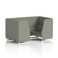 Brixworth 4 Seater Booth With White Legs In Rivet Fabric - Vitreous Panels And Sofa
