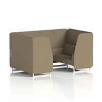 Brixworth 4 Seater Booth With White Legs In Main Line Flax Fabric - Bank Panels And Sofa