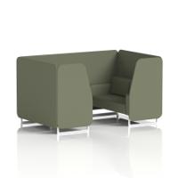 Brixworth 4 Seater Booth With White Legs In Main Line Flax Fabric - Monument Panels And Sofa