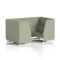 Brixworth 4 Seater Booth With White Legs In Main Line Flax Fabric - Newbury Panels And Sofa