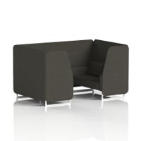Brixworth 4 Seater Booth With White Legs In Main Line Flax Fabric - Temple Panels And Sofa