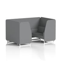 Brixworth 4 Seater Booth With White Legs In Synergy Fabric - Partner Panels And Sofa