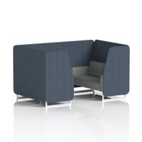 Brixworth 4 Seater Booth With White Legs In Rivet Fabric - Crucible Panels And Prime Sofa