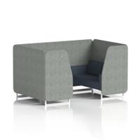 Brixworth 4 Seater Booth With White Legs In Rivet Fabric - Prime Panels And Crucible Sofa