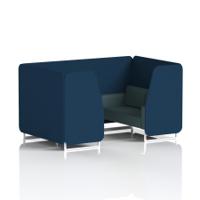 Brixworth 4 Seater Booth With White Legs In X2 Fabric - Calculus Panels And Polygon Sofa