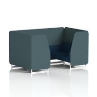 Brixworth 4 Seater Booth With White Legs In X2 Fabric - Polygon Panels And Calculus Sofa