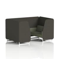 Brixworth 4 Seater Booth With White Legs In Main Line Flax Fabric - Temple Panels And Monument Sofa
