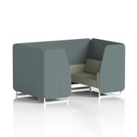 Brixworth 4 Seater Booth With White Legs In Main Line Flax Fabric - Westminster Panels And Newbury Sofa