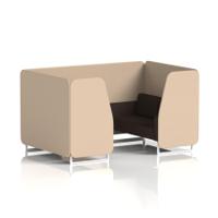 Brixworth 4 Seater Booth With White Legs In Synergy Fabric - Affix Panels And Wed Sofa