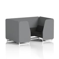 Brixworth 4 Seater Booth With White Legs In Synergy Fabric - Partner Panels And Mix Sofa