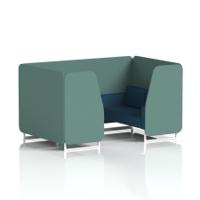 Brixworth 4 Seater Booth With White Legs In Sumi Fabric - Handa Panels And Uto Sofa
