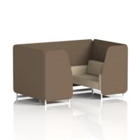 Brixworth 4 Seater Booth With White Legs In Sumi Fabric - Osaka Panels And Zen Sofa
