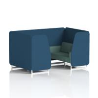 Brixworth 4 Seater Booth With White Legs In Sumi Fabric - Uto Panels And Handa Sofa
