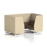 Brixworth 4 Seater Booth With White Legs In Sumi Fabric - Zen Panels And Osaka Sofa