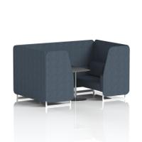 Brixworth 4 Seater Booth With White Legs And Black Table With Silver Leg In Rivet Fabric - Crucible Panels And Sofa
