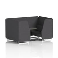 Brixworth 4 Seater Booth With White Legs And Black Table With Silver Leg In X2 Fabric - Arithmetic Panels And Sofa