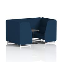 Brixworth 4 Seater Booth With White Legs And Black Table With Silver Leg In X2 Fabric - Calculus Panels And Sofa