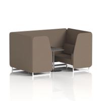 Brixworth 4 Seater Booth With White Legs And Black Table With Silver Leg In X2 Fabric - Theory Panels And Sofa