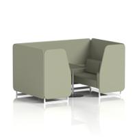 Brixworth 4 Seater Booth With White Legs And Black Table With Silver Leg In Main Line Flax Fabric - Newbury Panels And Sofa
