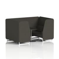 Brixworth 4 Seater Booth With White Legs And Black Table With Silver Leg In Main Line Flax Fabric - Temple Panels And Sofa