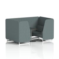 Brixworth 4 Seater Booth With White Legs And Black Table With Silver Leg In Main Line Flax Fabric - Westminster Panels And Sofa