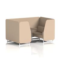 Brixworth 4 Seater Booth With White Legs And Black Table With Silver Leg In Synergy Fabric - Affix Panels And Sofa