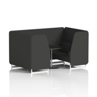 Brixworth 4 Seater Booth With White Legs And Black Table With Silver Leg In Synergy Fabric - Mix Panels And Sofa